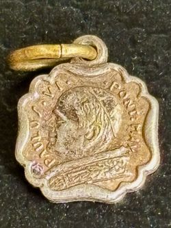 RARE Vintage Pope Palus VI and Saint Christopher Brass Medal Pendant
