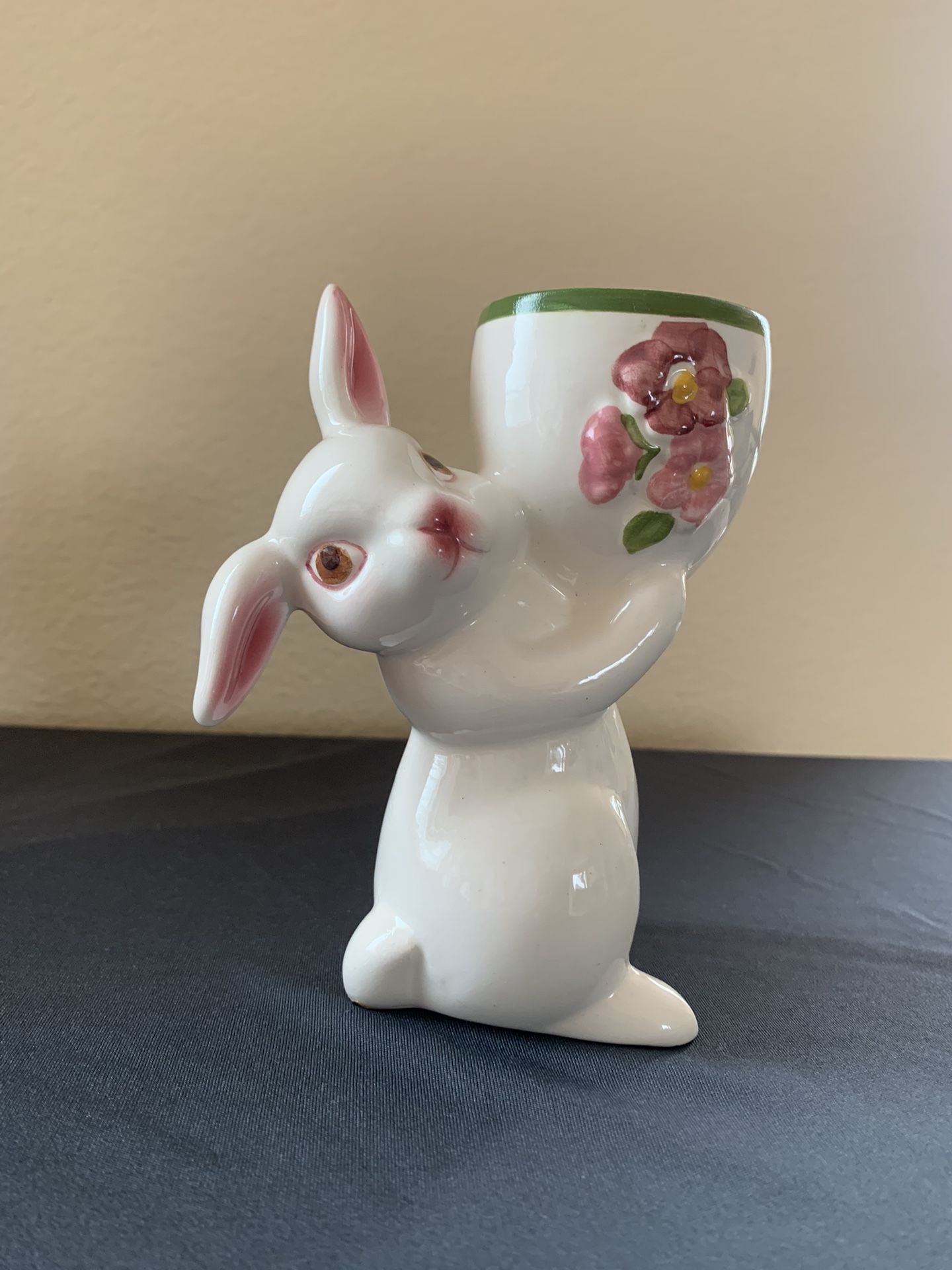 Vintage Avon Sunny Bunny Ceramic Rabbit Candle Holder And Candle