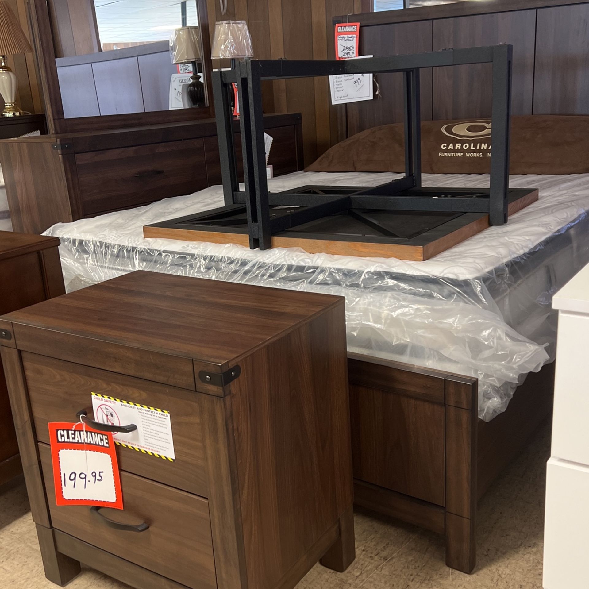 Queen size headboard footboard and rails dresser mirror and nightstand offer 999 brand new