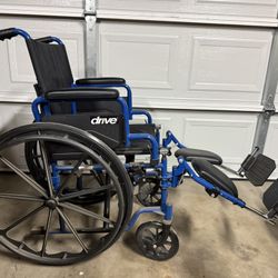 Drive Medical Blue Streak Wheelchair with Flip Back Desk Arms, Elevating Leg Rests, 16 Inch Seat