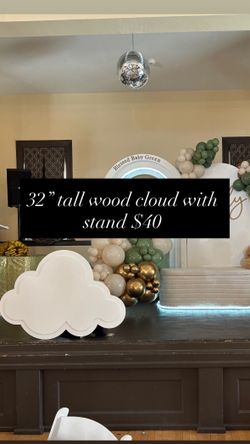 32” Tall Wood Cloud With Stand