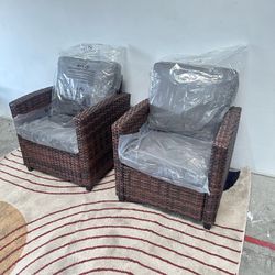 2pc Outdoor Wicker Chair Set Of 2 
