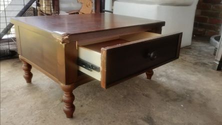 Dark Wood Coffee Table with Drawer