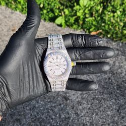Moissanite Vvs Quality Full Bustwdown Custom AP Style Watch (PASSES TESTER)