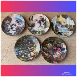Franklin Mint & Knowles Cat Limited Edition Collector’s Plates With Wall Hangers—$10 EACH Or $43 ALL