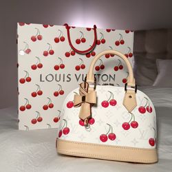 Louis Vuitton x Takashi Murakami  Cherry Alma BB White Monogram 