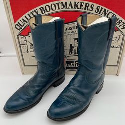Vintage Justin Roper Boots Blue Size 7.5 