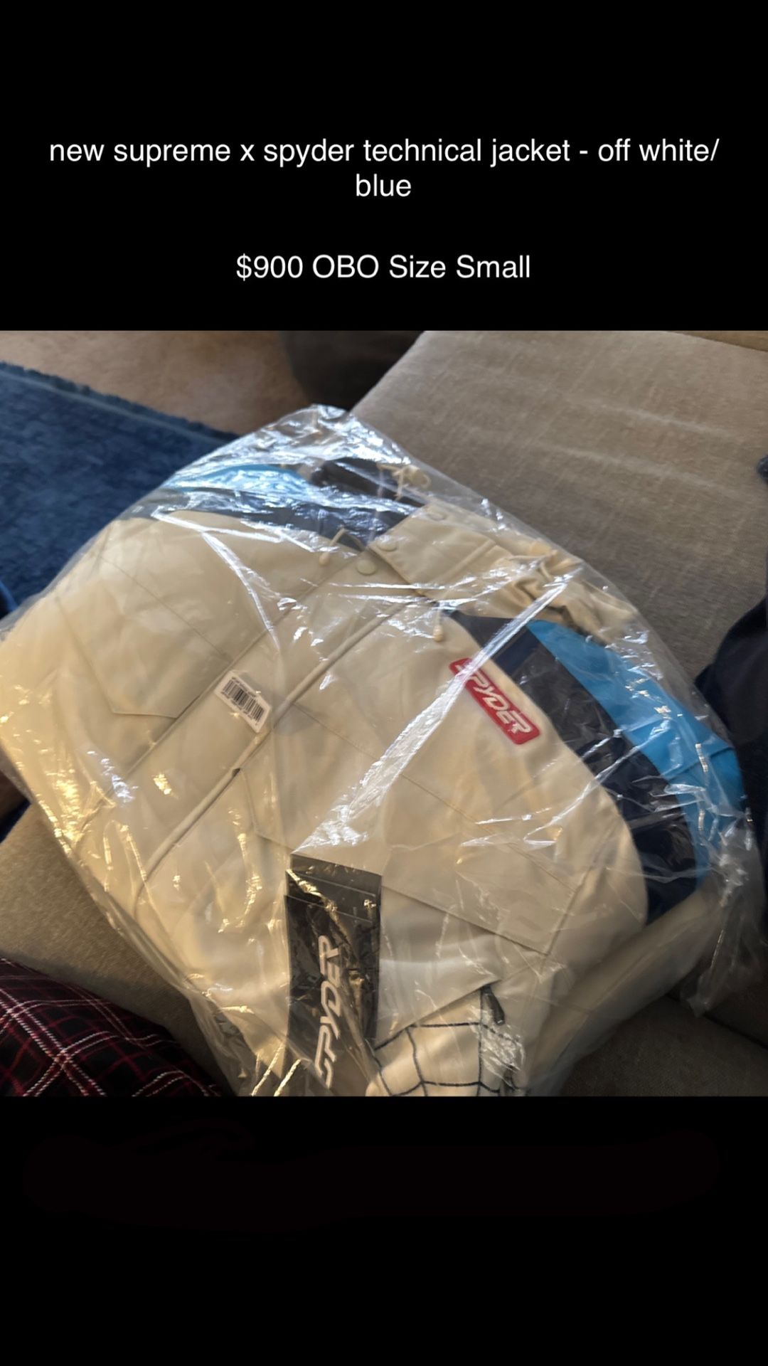 supreme x spyder technical jacket - off white/ blue