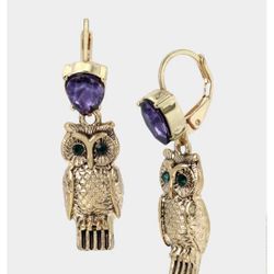 Betsey Johnson Whimsical Owl Earrings