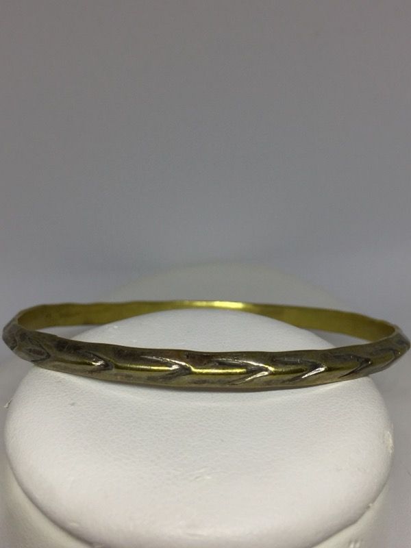 Vintage Gold Over Sterling Silver Bangle 9.25”