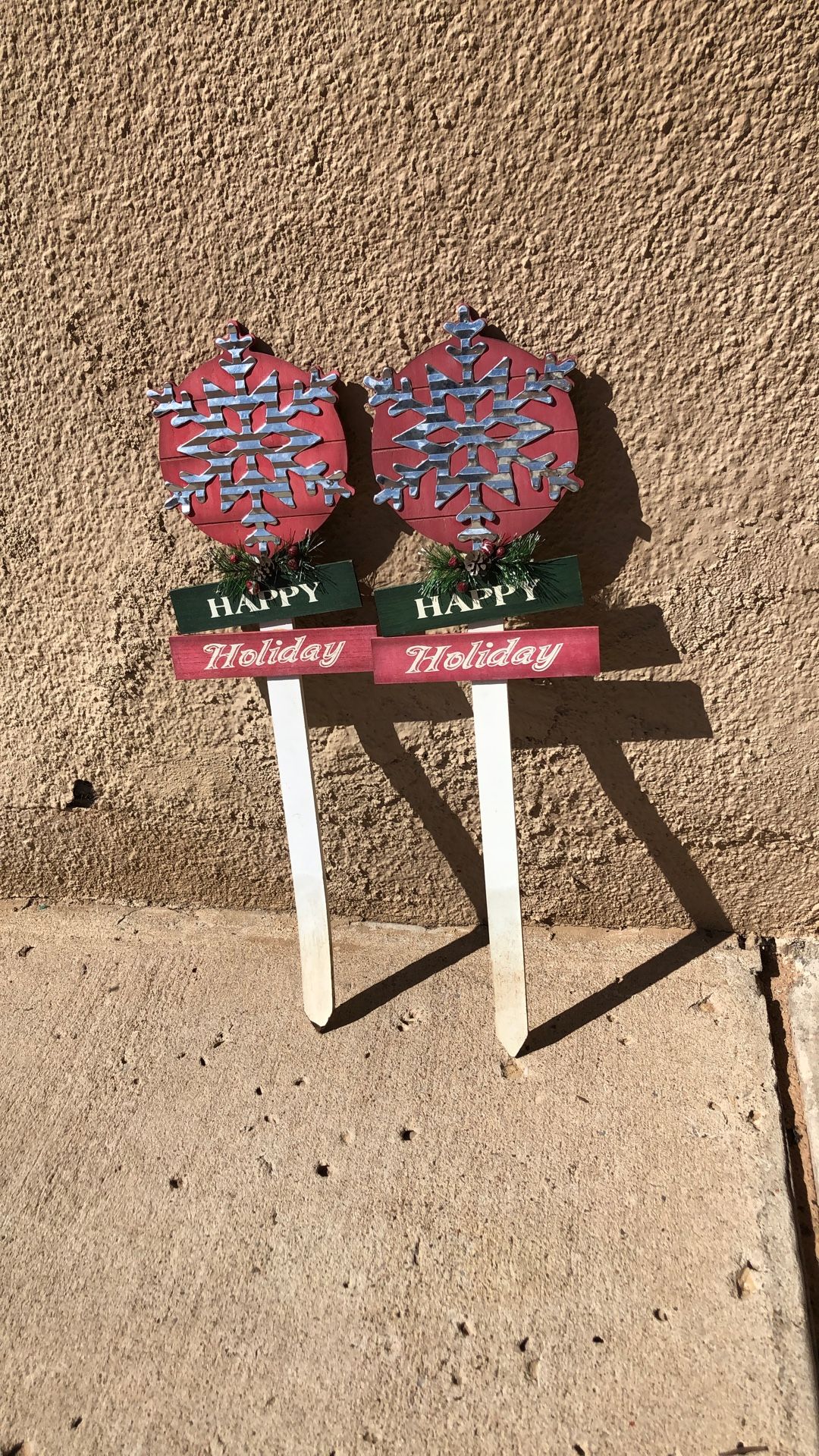 Set Of Two 26 Inch Christmas Festive Yard Stake