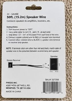 24-Gauge 50ft Speaker Wire