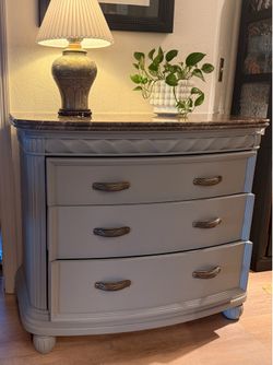 Bernhardt Hand-Paintedt Marble-Top Chest — Gray | Free Delivery!