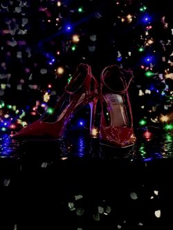 Gianni Bini Red Patent Leather Ankle Strap Heels