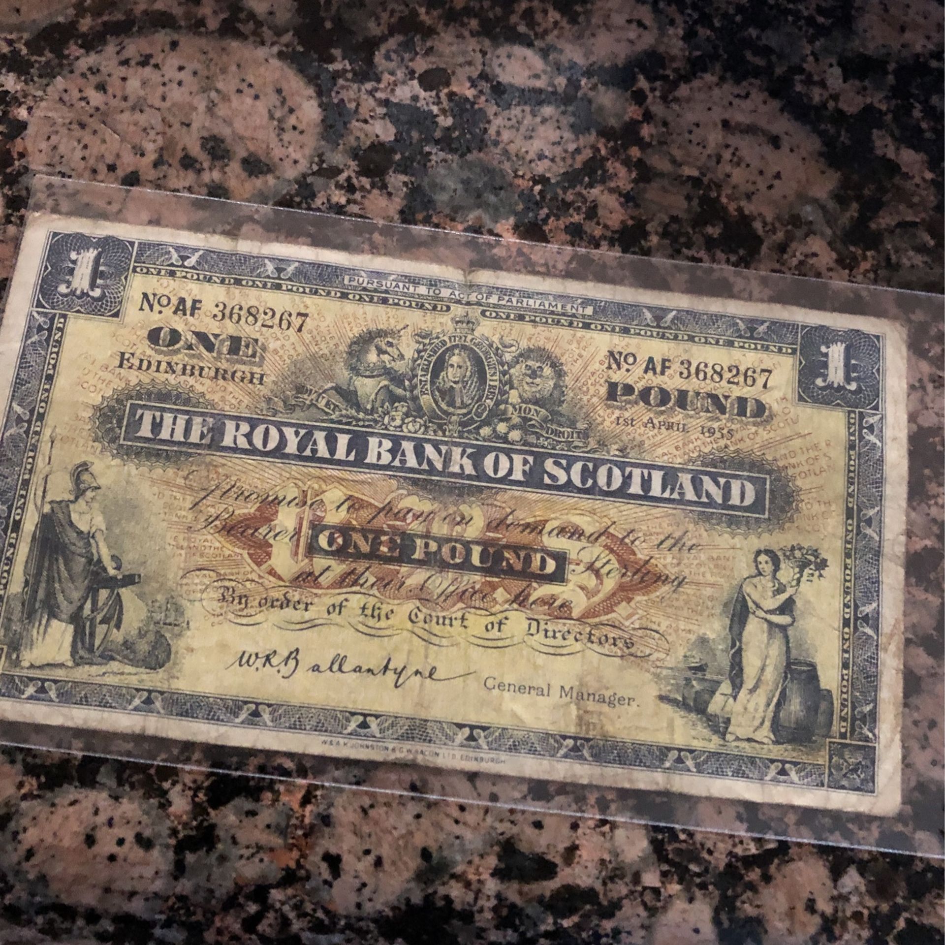 Vintage Scotland 1955 One Pound Note