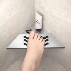 10'' Corner Foot Rest for Shaving Legs, 304 Stainless Steel Grout in Footrest with Shaving Holder