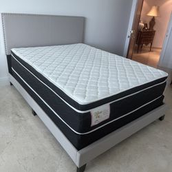 Brand New Queen Bed Frame with Queen Mattress and Box Spring / Cama Queen con COLCHON y Box Spring Nuevo … Fast 🚚