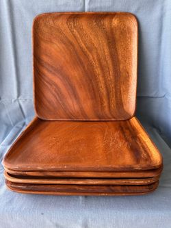 Vintage Perez Art Crafts wooden trays - set of 6
