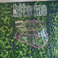 Neon Sign Bite Me And Lips 