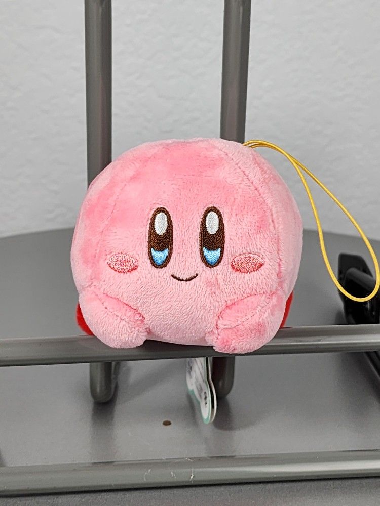 3.5" Authentic Pink Kirby Lying Down Phone Plush Japan Import