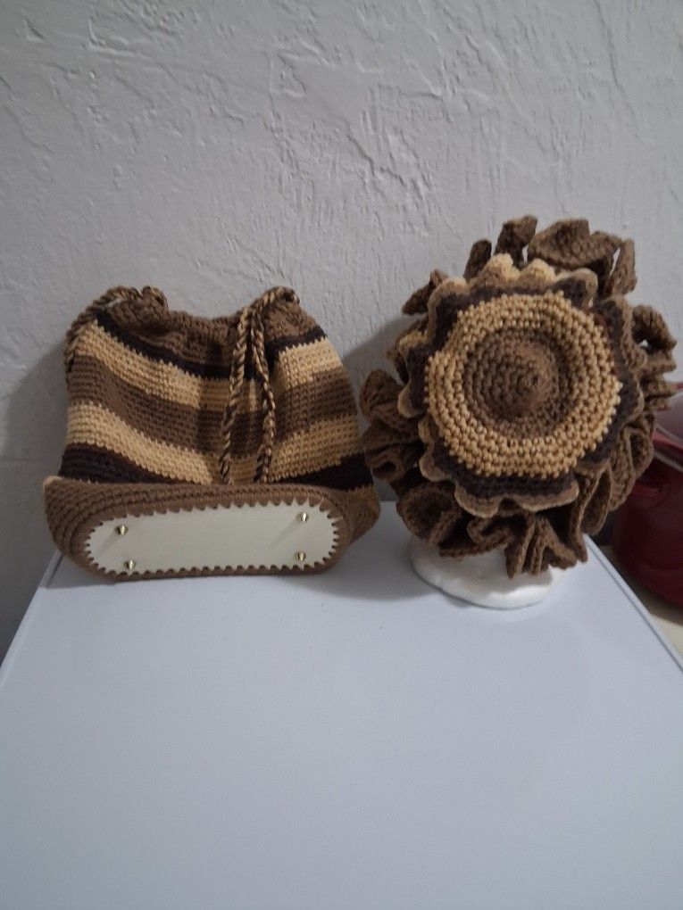 Crochet Curly Hat & Purse Any Color