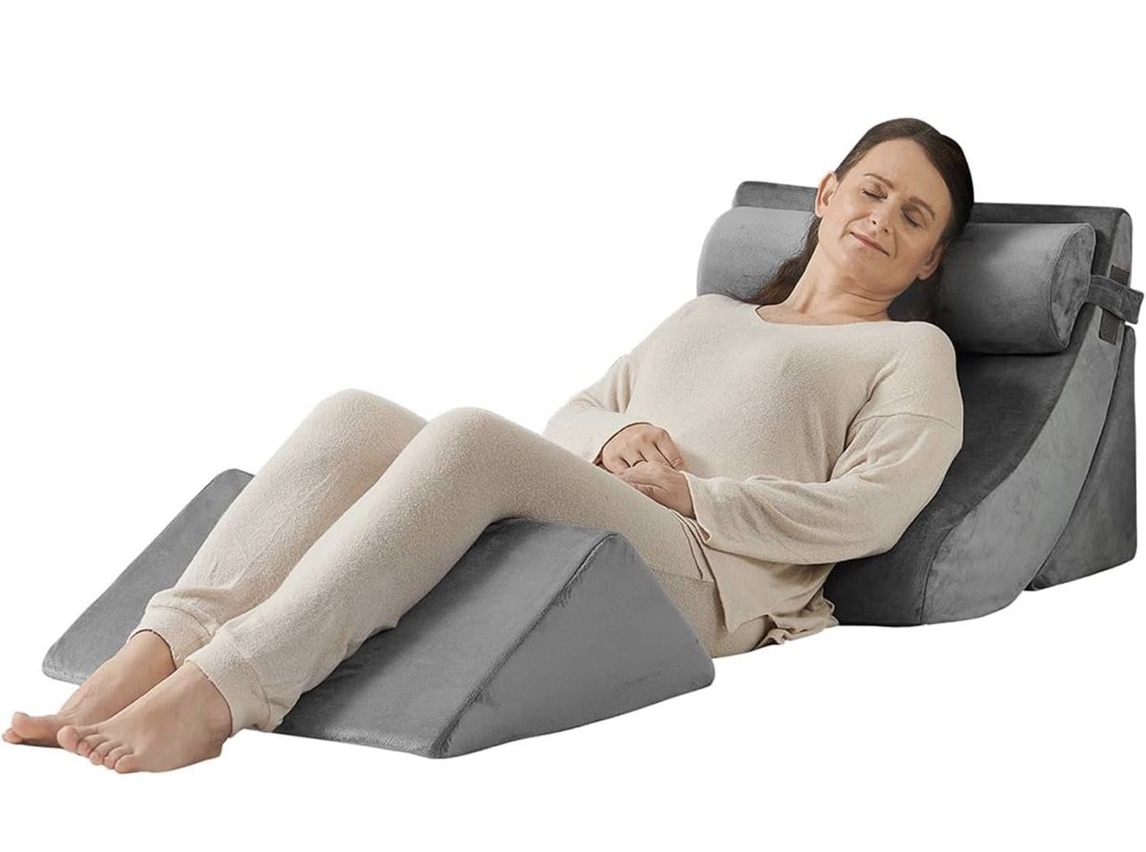 Axelrod 4PCS Orthopedic Bed Wedge Pillow Set Post Surgery Foam for Back Neck and Leg Pain Relief Comfortable & Adjustable Ortho Pillows Anti Snorin