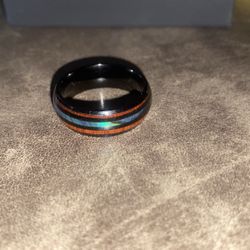Black Tungsten Wood Abalone Ring