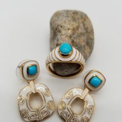 Arizona Sleeping Beauty.  Ring and Earrings 