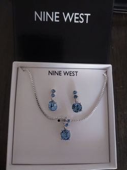 Blue necklace and earrings