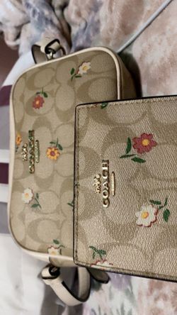 Coach mini Jamie camera Bag+wallet in signature canvas with nostalgic ditsy print