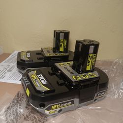 Ryobi 18v 2 batteries 2.0 ah  $55 both