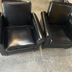 Set Of Black Chairs 32” Tall  30” X 28” Wide In good condition, no tears or rips.  