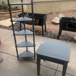 2 Pc Side Table And Corner Stand