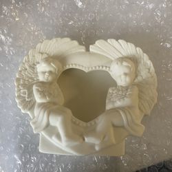Ceramic Angel Picture Frame Heart Cherubs 
