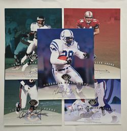 1997 Leaf 8x10 Autographs Lot of 5 Marshall Faulk and more Signed Auto Football Cards