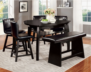 High Dining Table for 6 people 4 swivel chairs 1 bench
