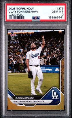 2025 TOPPS NOW #373 CLAYTON KERSHAW 3K STRIKEOUTS - GOLD FOIL /50 - POP 3!!