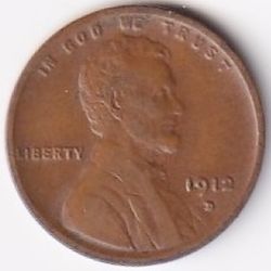 1912-D Lincoln Cent with Die Clash Error Shadow Impression on Reverse