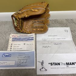 Stan Musial Autographed Baseball Glove With COA