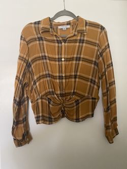 Plaid Shirt Color Mustard Yellow Size X-L 