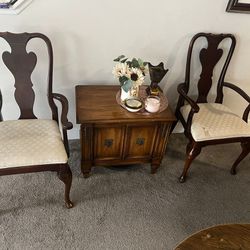 2 Chairs, And Side Table 