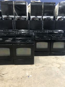 Black kitchen appliance sets.