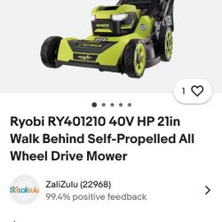 New 40V Self-Propelled AWD Multi Blade Ryobi Mower