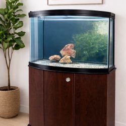 36 Gallon bow front Aquarium With Wood Base