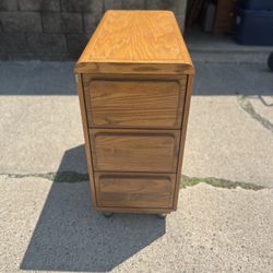 golden oak 3 drawer skinny dresser 