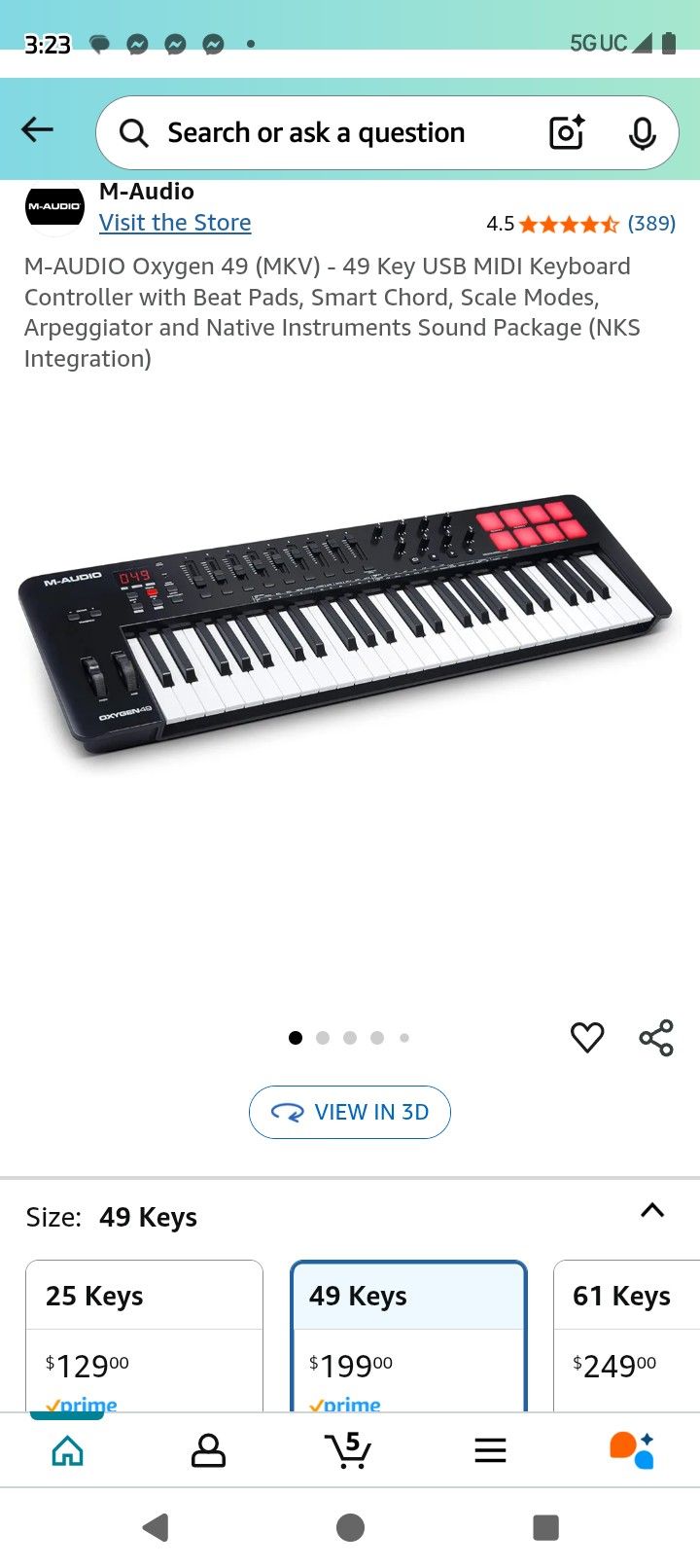M-Labs M-Audio Oxygen 49 MK III 49-Key USB MIDI Keyboard Controller 3rd Generation Works Great