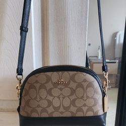 Coach Dome Brown/Black Signature Coated Canvas Crossbody Bag