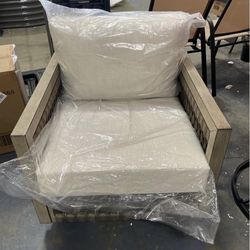 Assembled New Set of 2 Gray Oak Aluminum Rope Weave Patio Conversation Set Wicker Patio Bistro Set