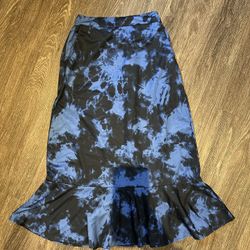 Blue & Black Abstract Print Skirt