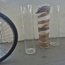 3 Cristal Cylinder Vases 
